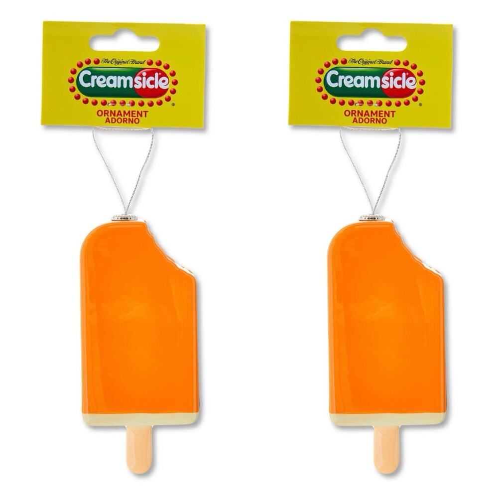 Popsicle Creamsicle Decoupage Christmas Holiday Ornament Ruz New Lot of 2